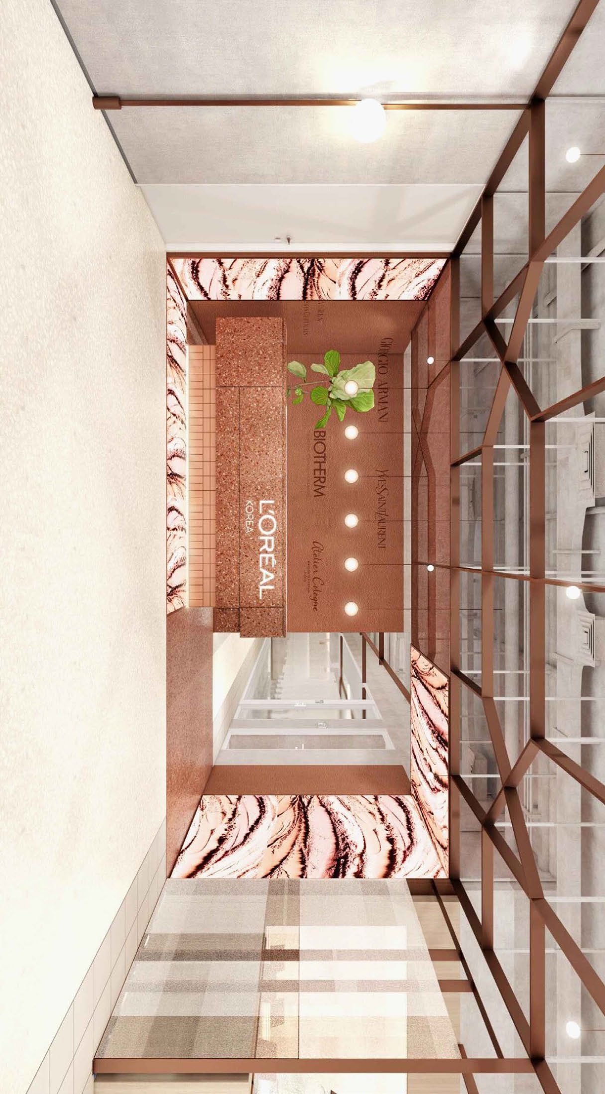 Reception corridor in warm wood tones