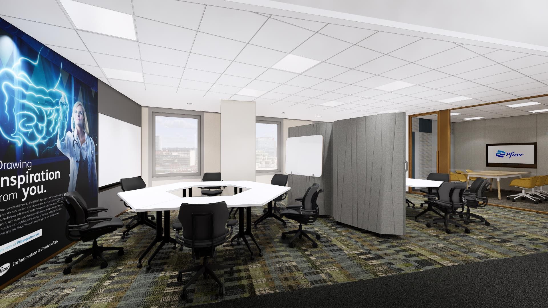 Meeting room with branded video wall