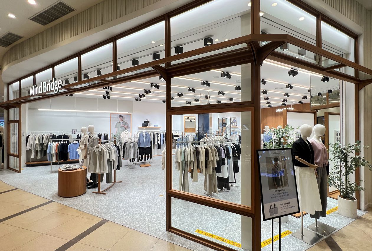 Store exterior facade in warm wood